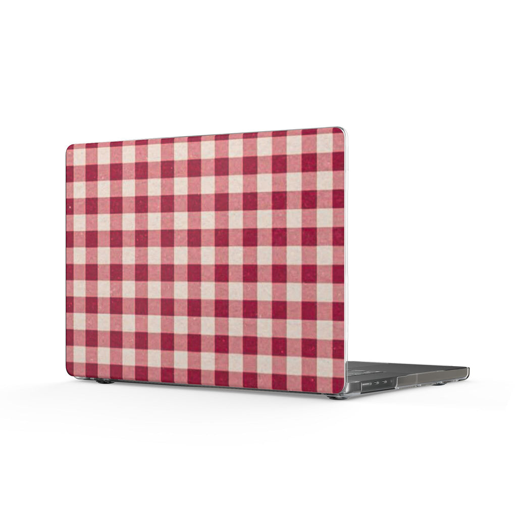 Red Gingham Clear MacBook Case — Plaid Laptop Cover, Classic Farmhouse Style