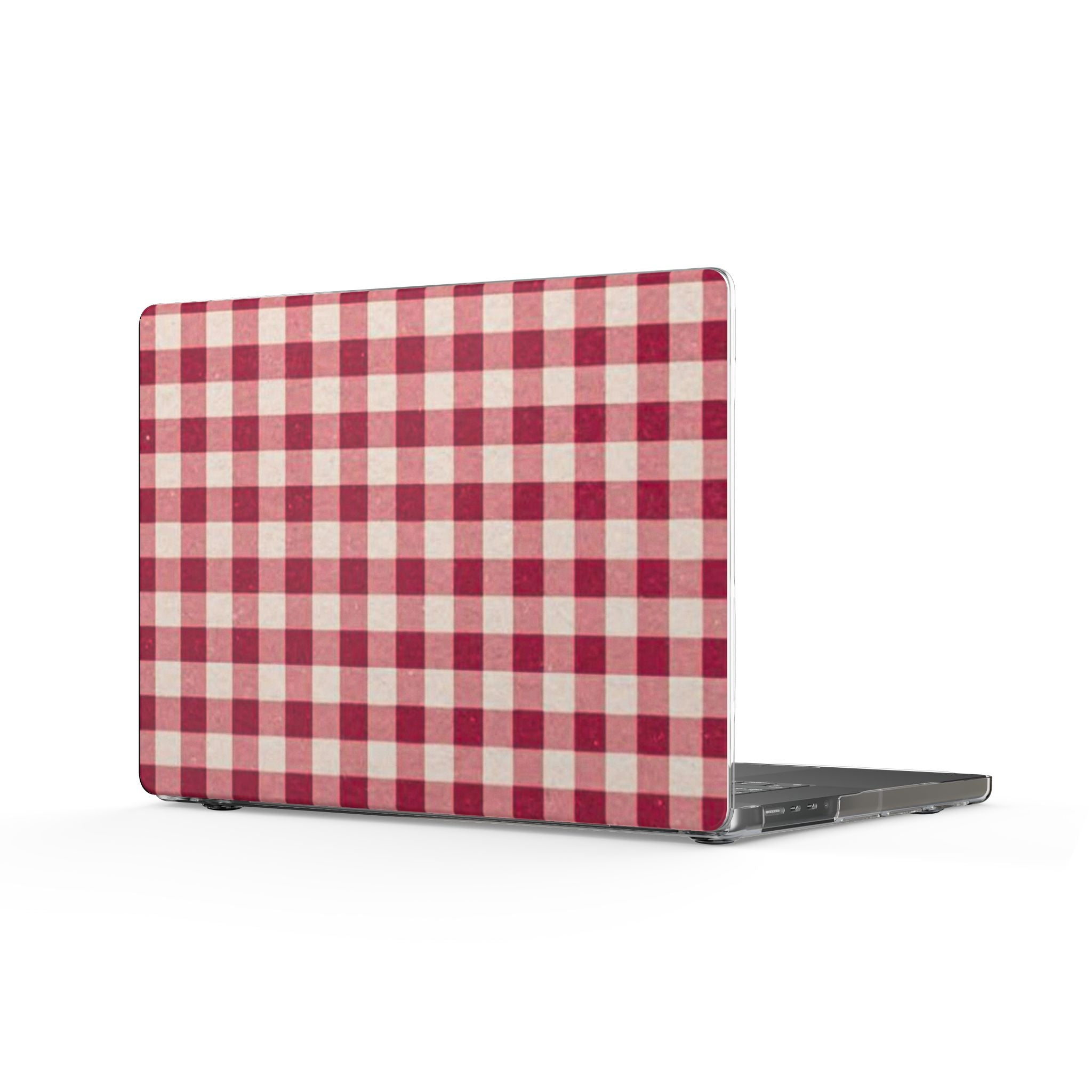 Red Gingham Clear MacBook Case — Plaid Laptop Cover, Classic Farmhouse Style
