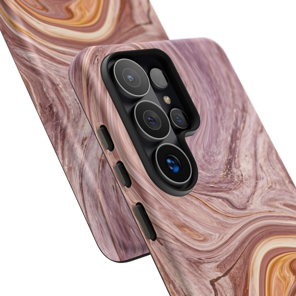 Marble Swirl Phone Case — Pink & Gold Abstract Tough Case