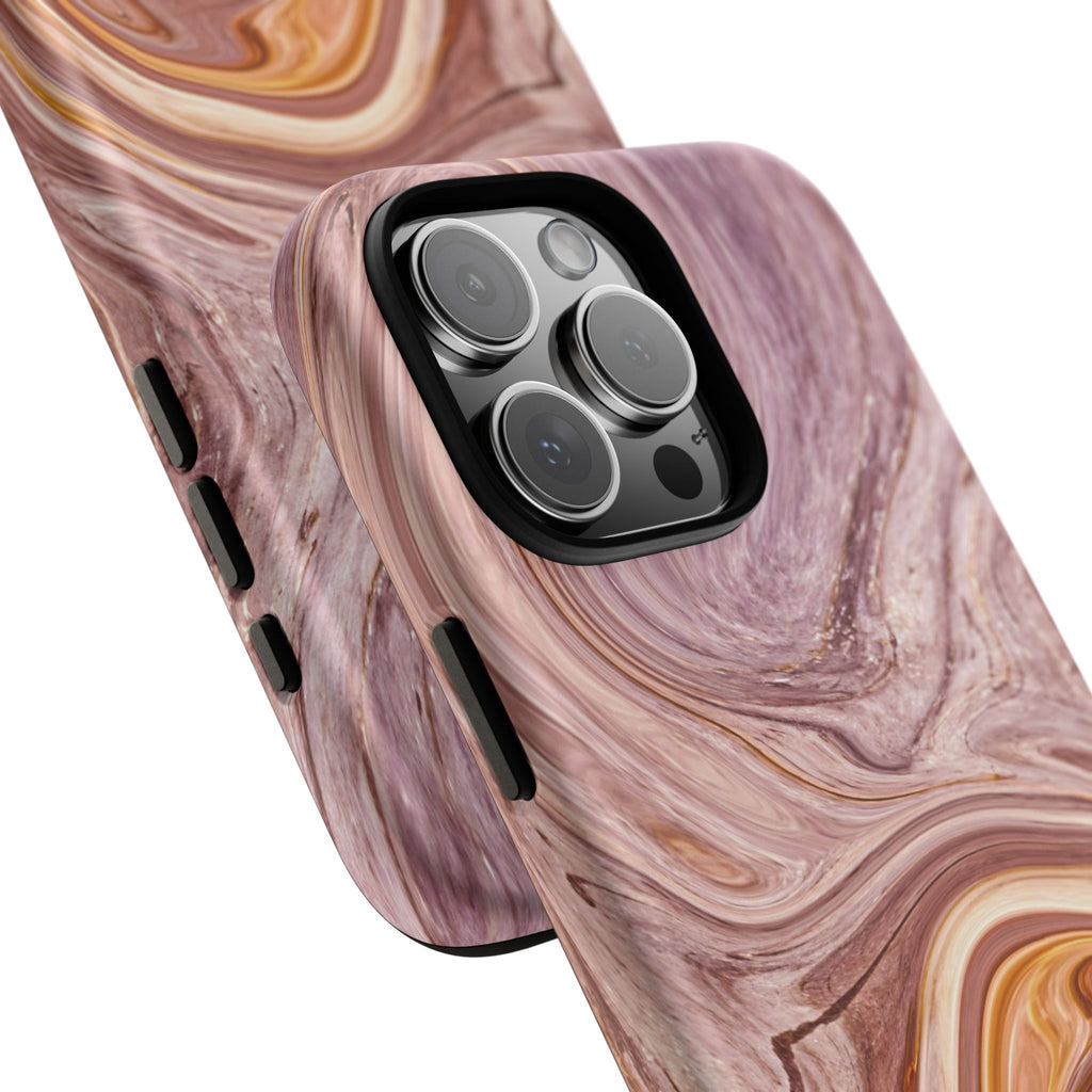 Marble Swirl Phone Case — Pink & Gold Abstract Tough Case