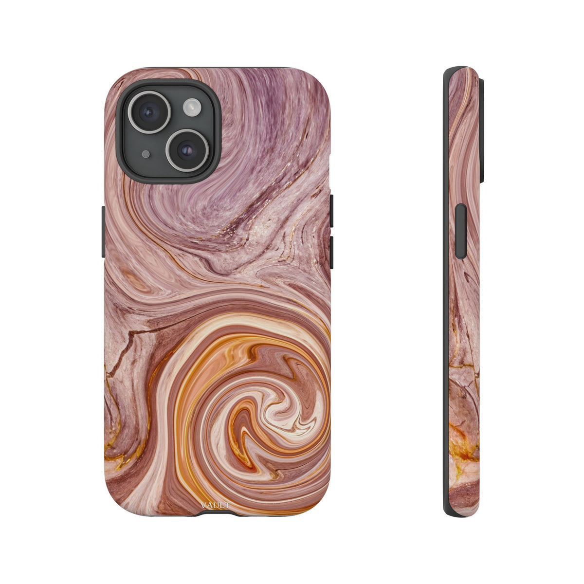 Marble Swirl Phone Case — Pink & Gold Abstract Tough Case