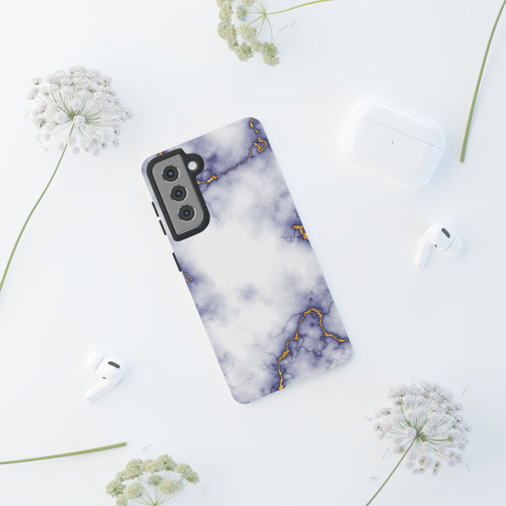 Purple Marble Tough Phone Case with Gold Veins