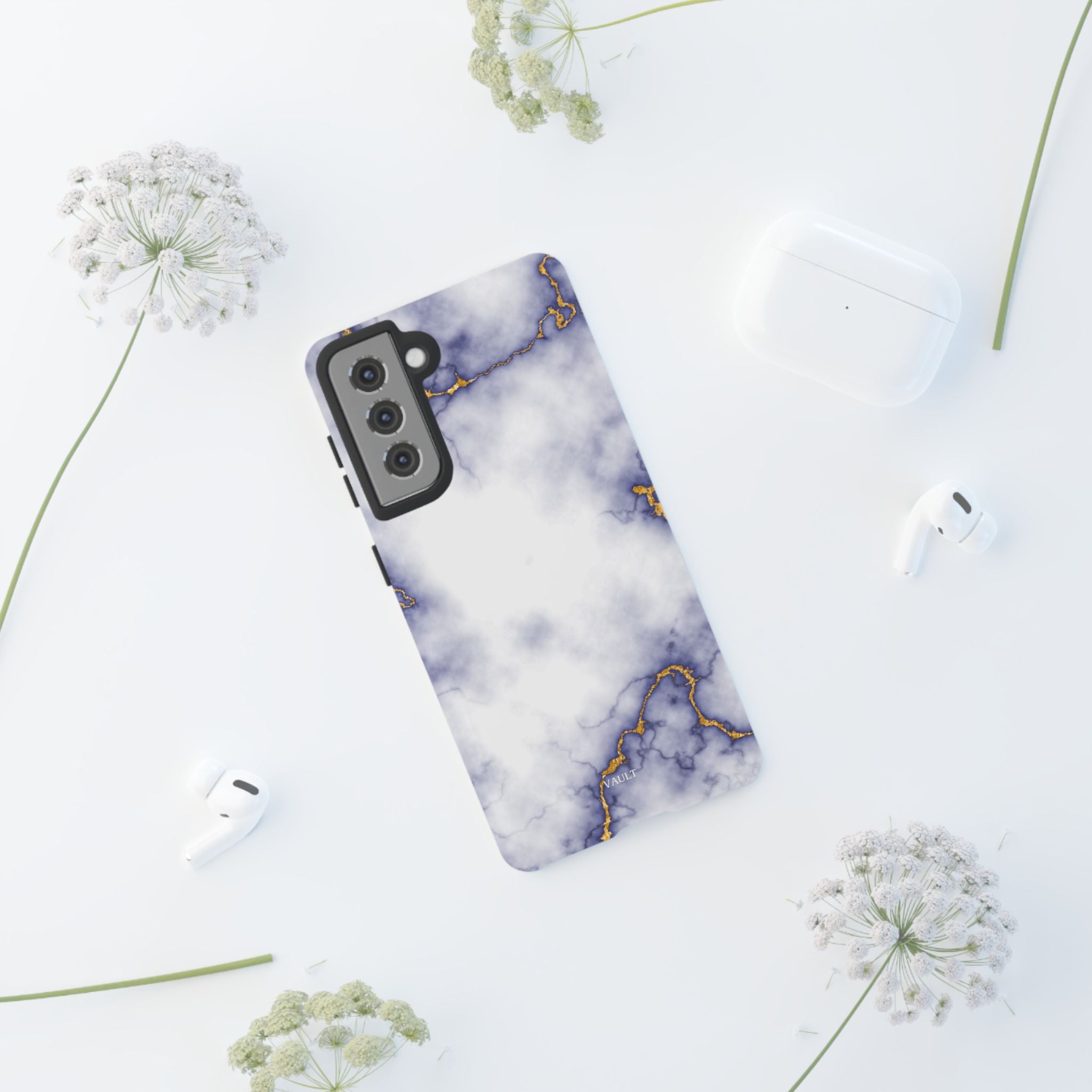 Purple Marble Tough Phone Case with Gold Veins