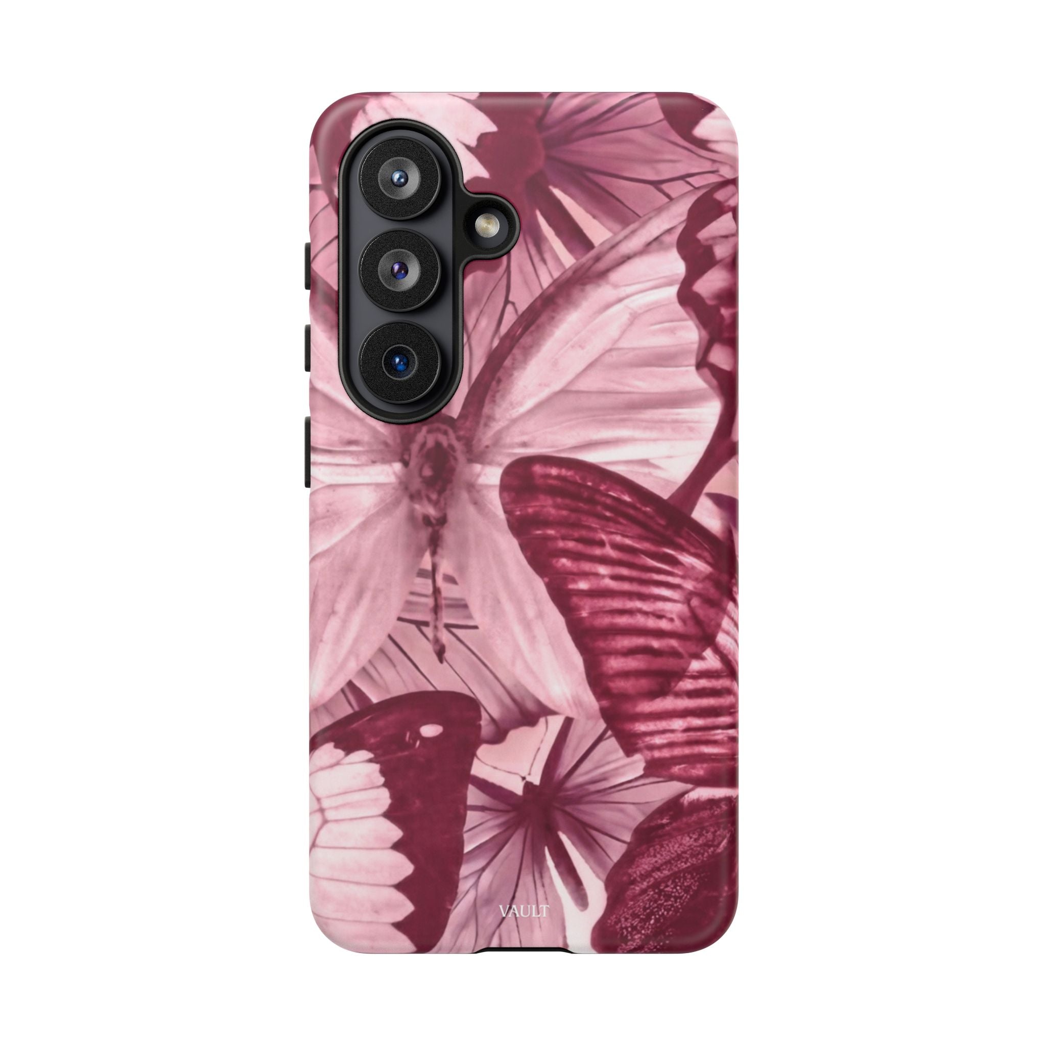 Butterfly Tough Phone Case — Vintage Pink Floral Protective Cover