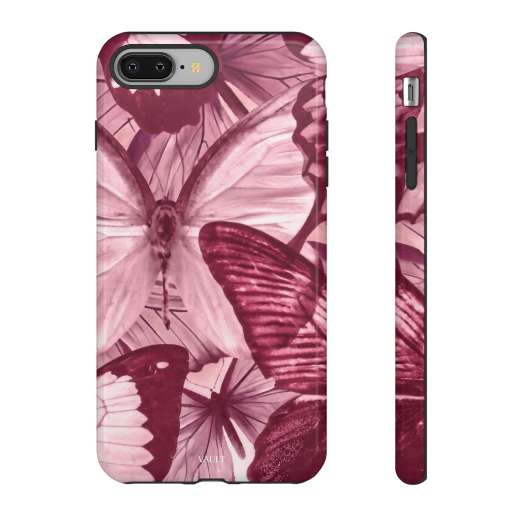 Butterfly Tough Phone Case — Vintage Pink Floral Protective Cover