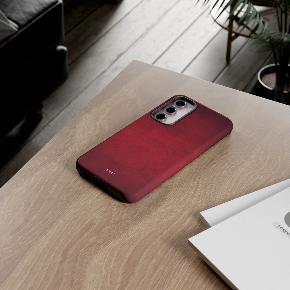 Red Leather Texture Phone Case Impact-Resistant Case