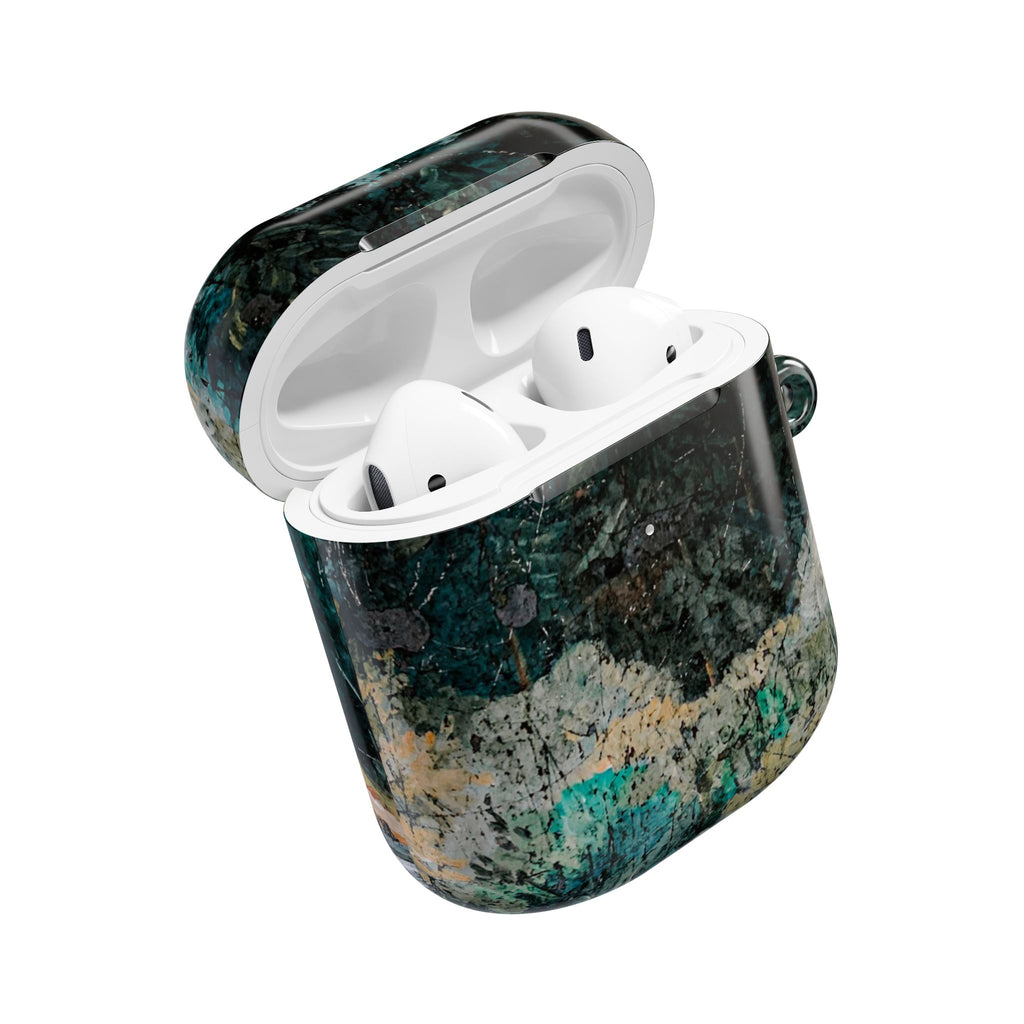 Marbled Forest AirPod Case — Green Teal Abstract Protective Cover