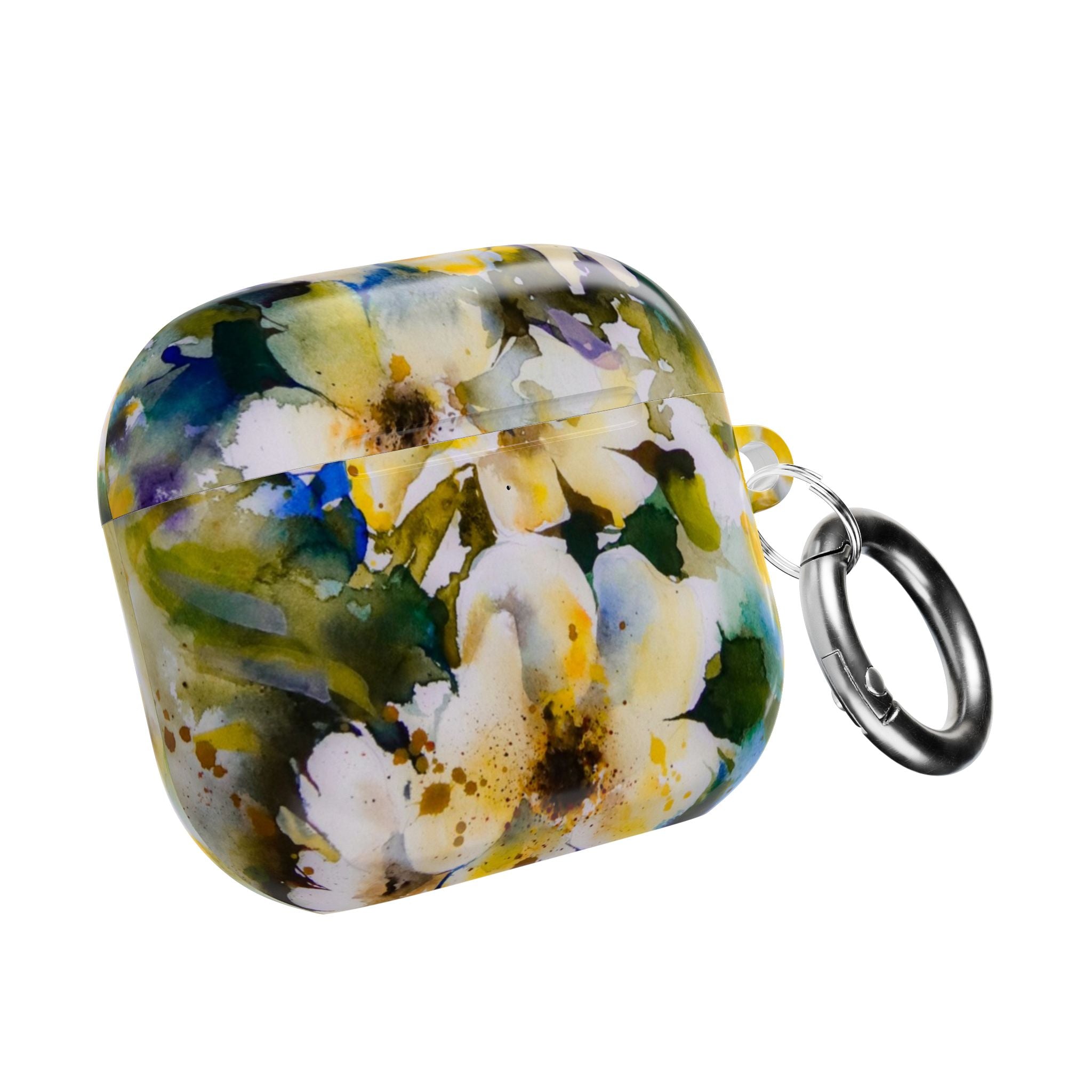 Floral Watercolor AirPod Case — White & Yellow Blossom Protective Cover