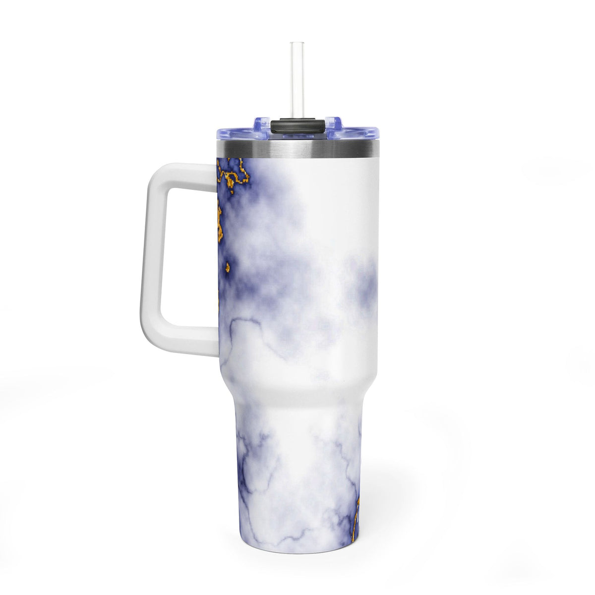 40oz Marble Thermal Tumbler - Blue & Gold Veined Vacuum Cup