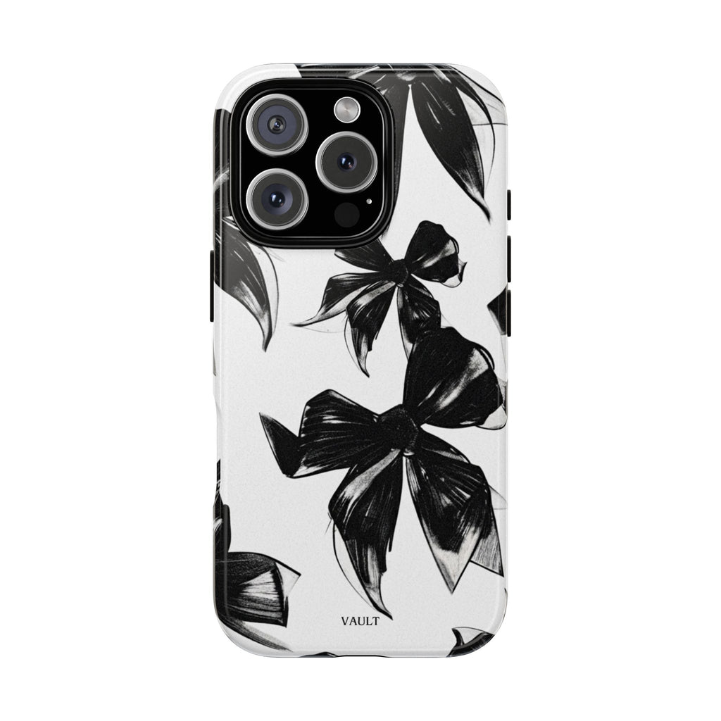 Floral Brushstroke Phone Case — Black & White Botanical Tough Case