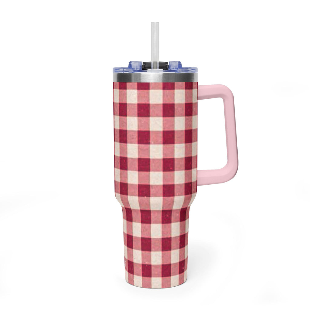40oz Vacuum Tumbler — Red Buffalo Plaid Insulated Travel Mug