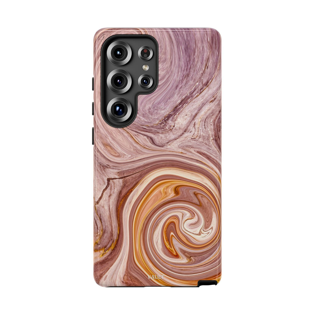 Marble Swirl Phone Case — Pink & Gold Abstract Tough Case