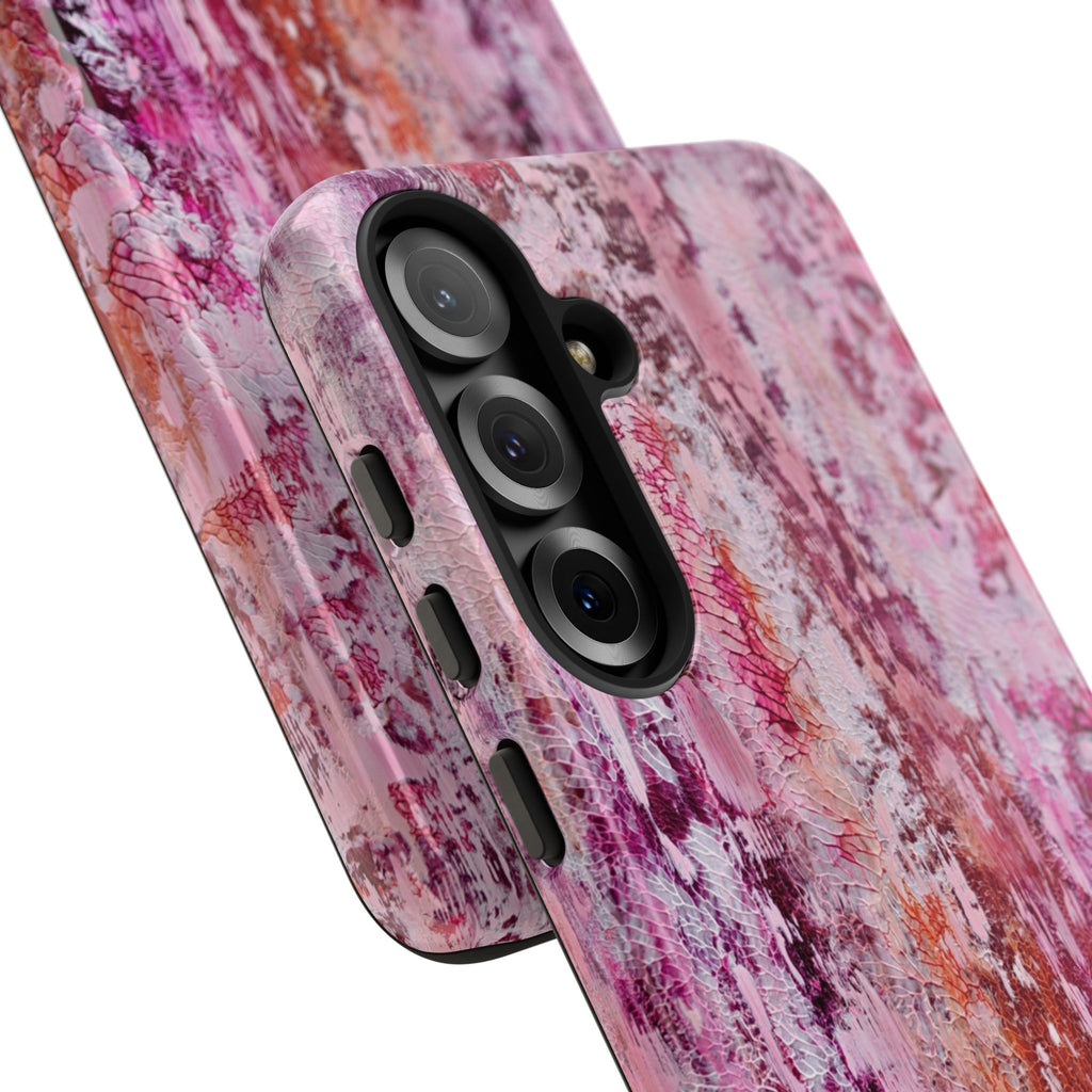 Pink Abstract Art Tough Phone Case — Protective Artistic Phone Cover