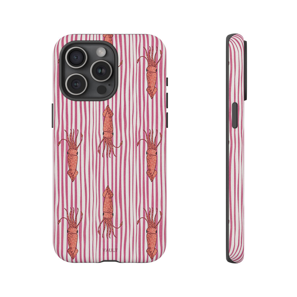 Squid Stripe Phone Case — Pink Nautical Sea Creature Pattern
