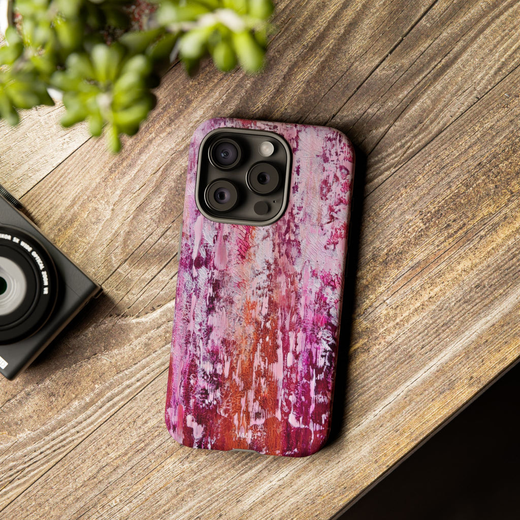 Pink Abstract Art Tough Phone Case — Protective Artistic Phone Cover