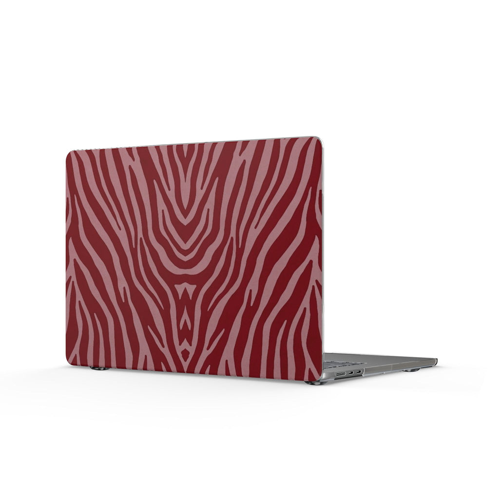 Maroon Zebra Pattern MacBook Case — Red Animal Print Laptop Cover