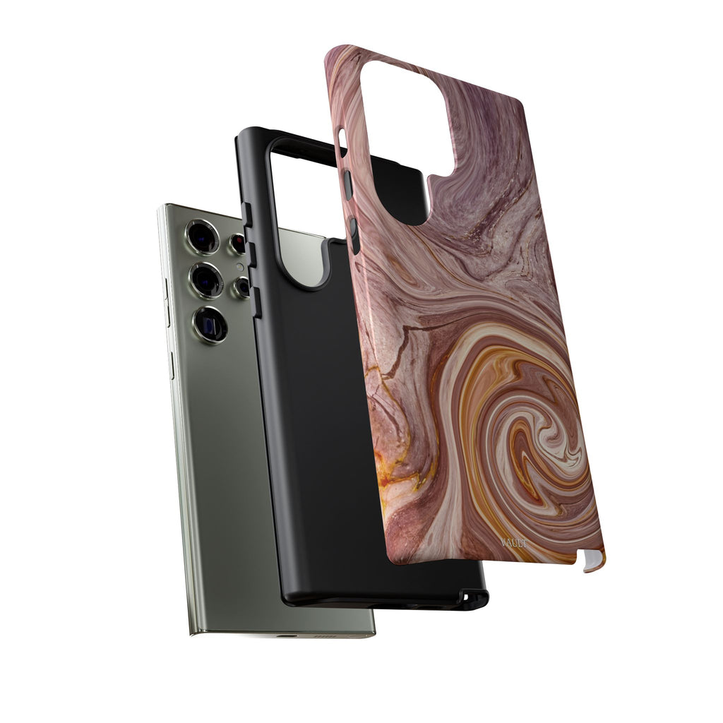 Marble Swirl Phone Case — Pink & Gold Abstract Tough Case
