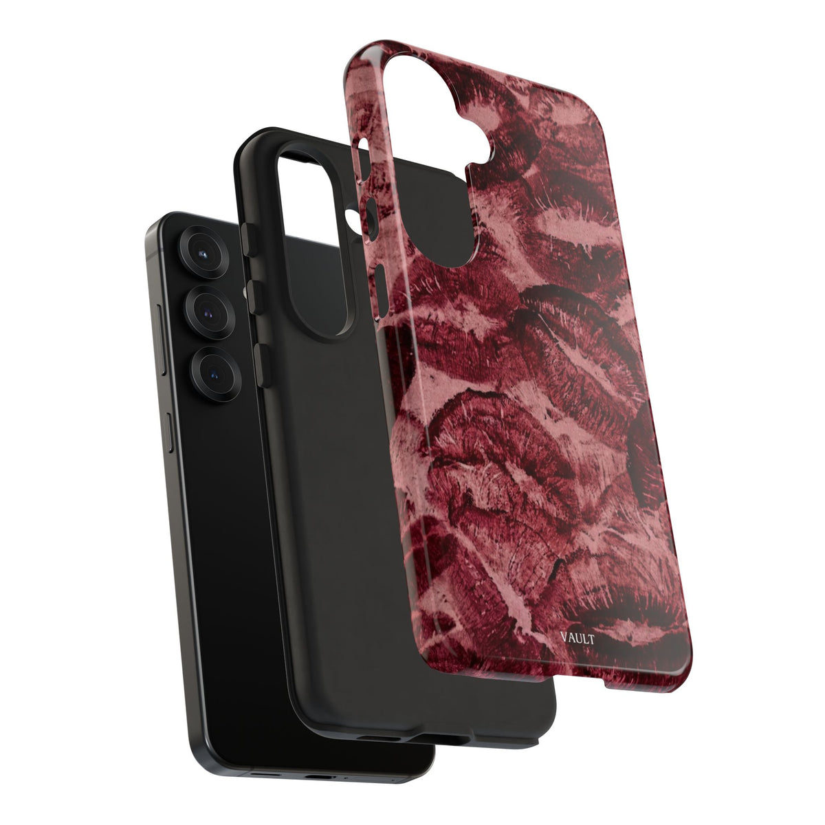 Kiss Print Phone Case – Burgundy Lip Pattern Protective Phone Cover