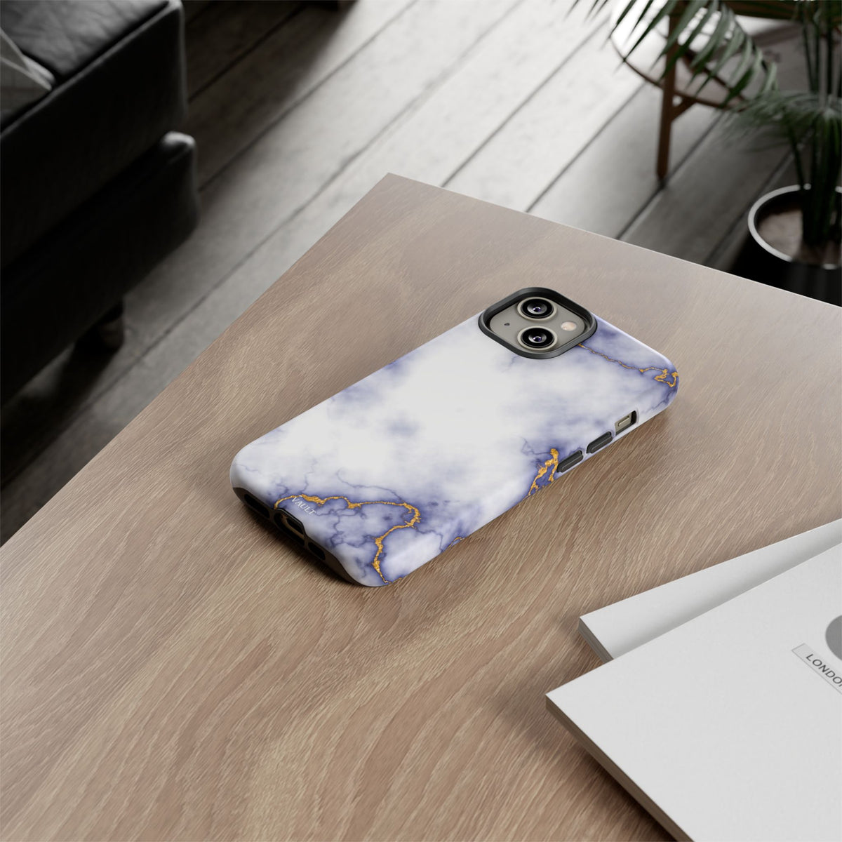 Purple Marble Tough Phone Case with Gold Veins