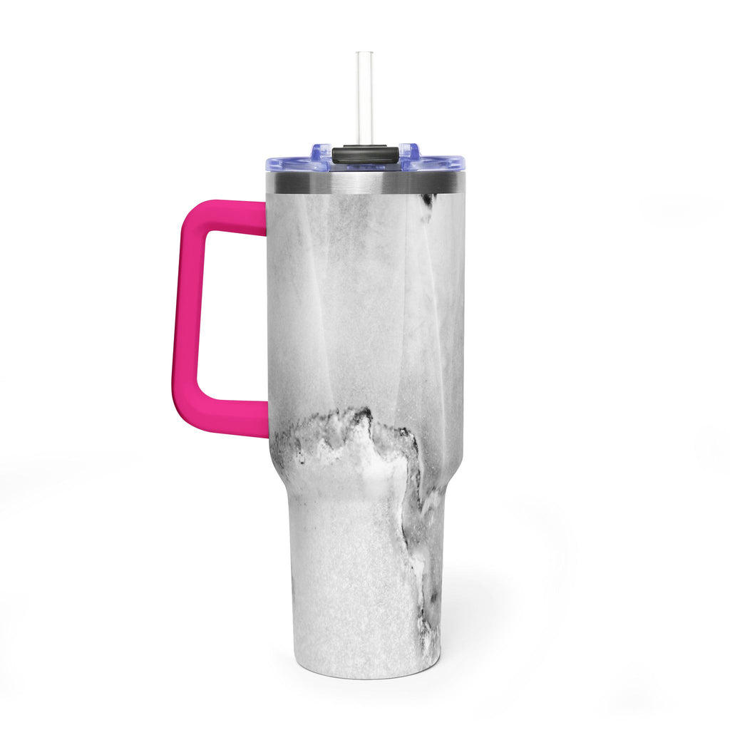 40oz Marble Vacuum Tumbler — Insulated Travel Mug with Handle