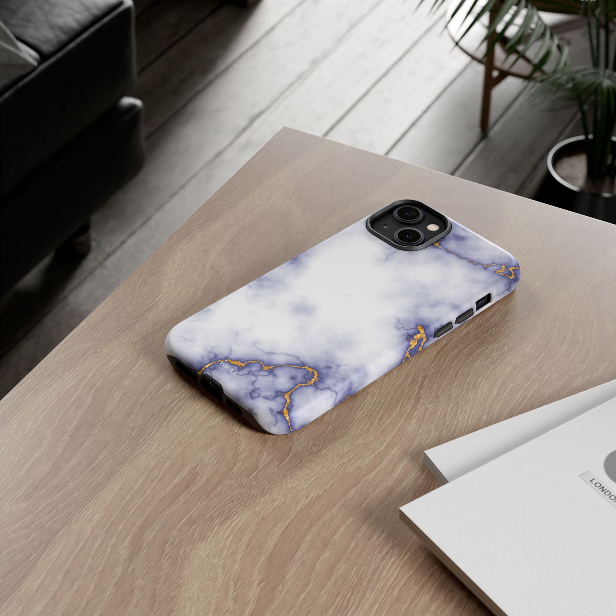 Purple Marble Tough Phone Case with Gold Veins