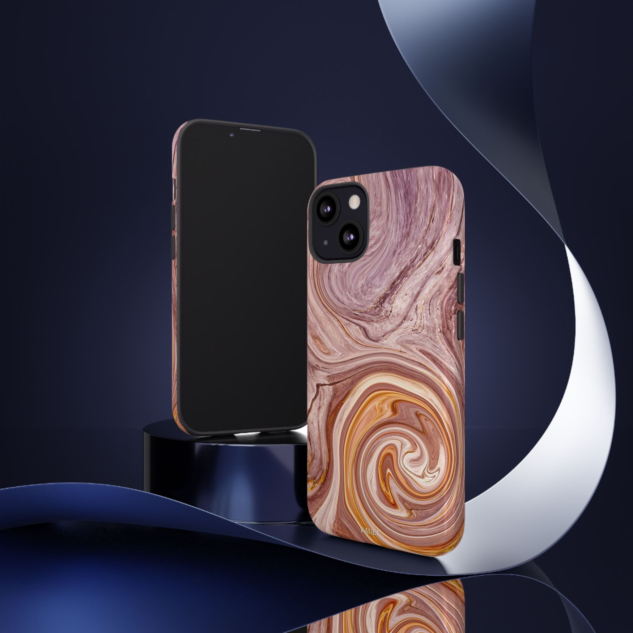 Marble Swirl Phone Case — Pink & Gold Abstract Tough Case