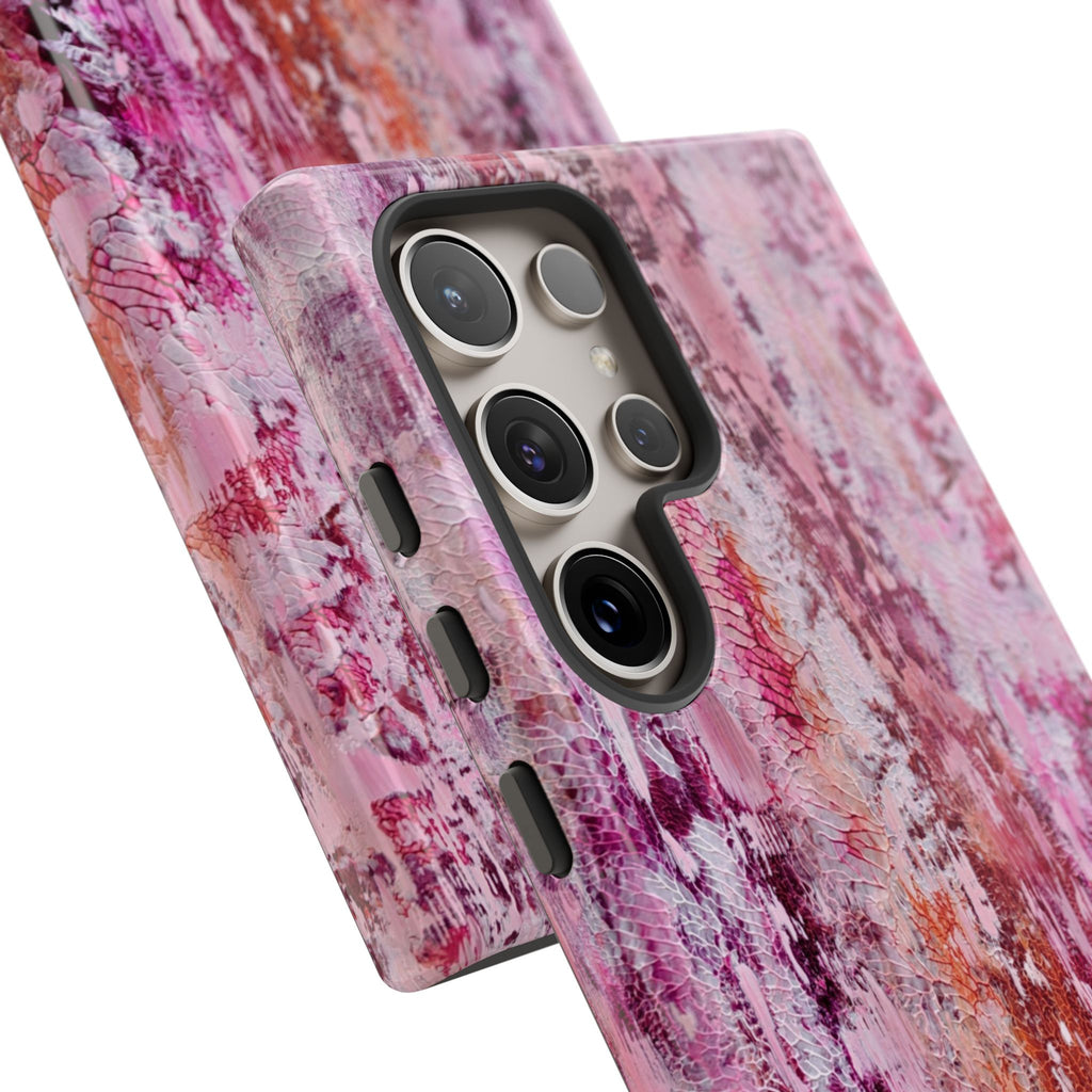 Pink Abstract Art Tough Phone Case — Protective Artistic Phone Cover