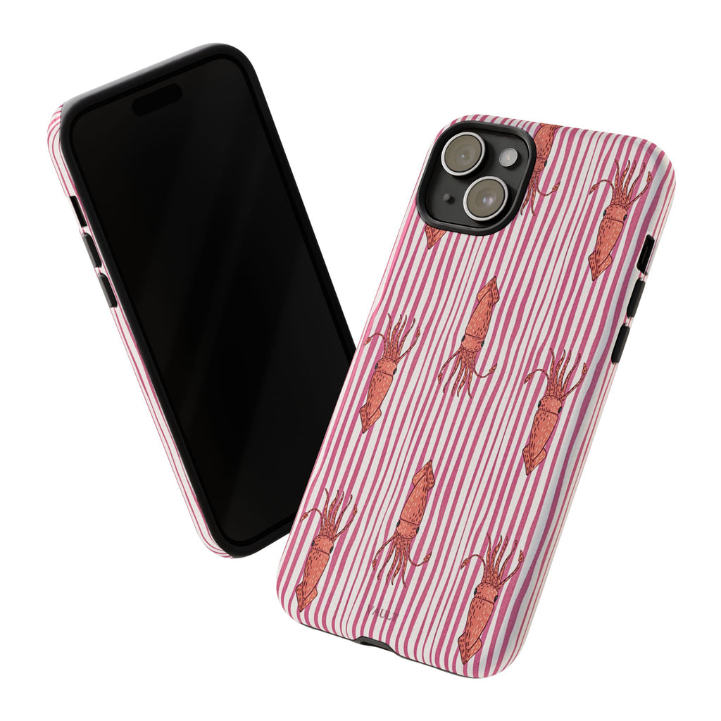Squid Stripe Phone Case — Pink Nautical Sea Creature Pattern