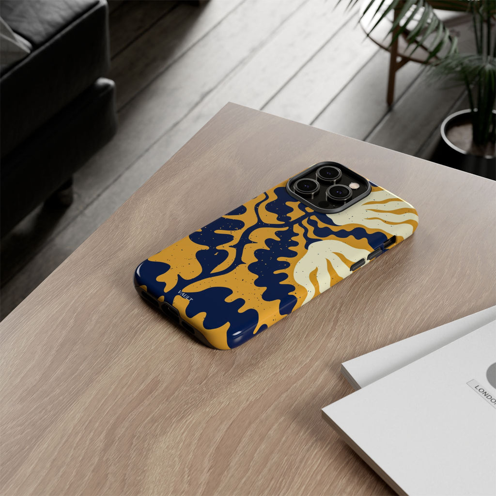 Bold Abstract Floral Phone Case (Navy & Mustard)