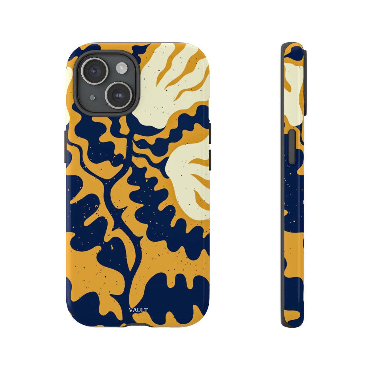 Bold Abstract Floral Phone Case (Navy & Mustard)