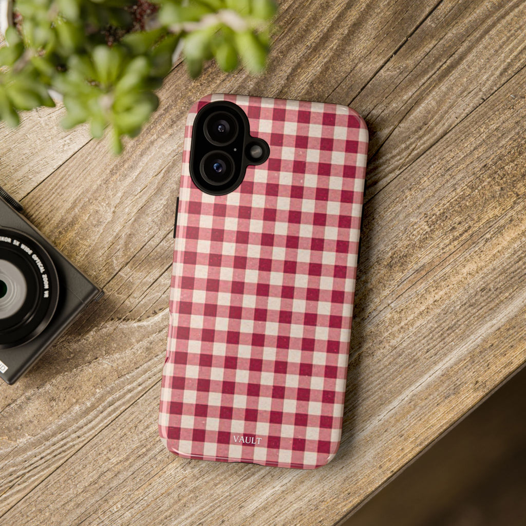 Gingham Phone Case — Red Plaid Tough Case