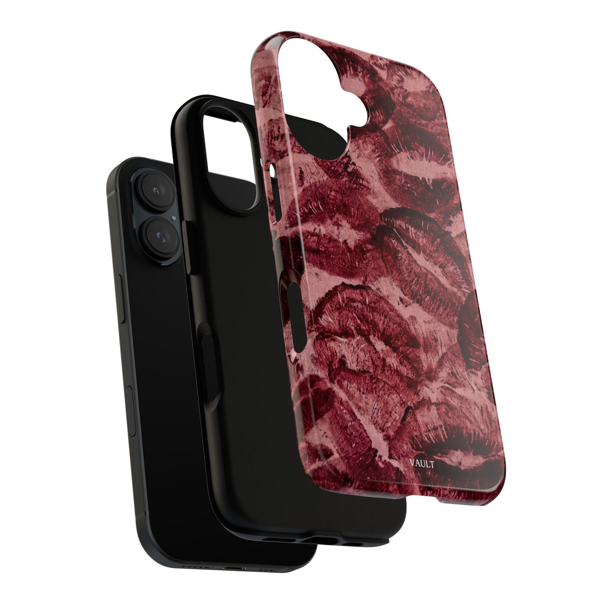 Kiss Print Phone Case – Burgundy Lip Pattern Protective Phone Cover