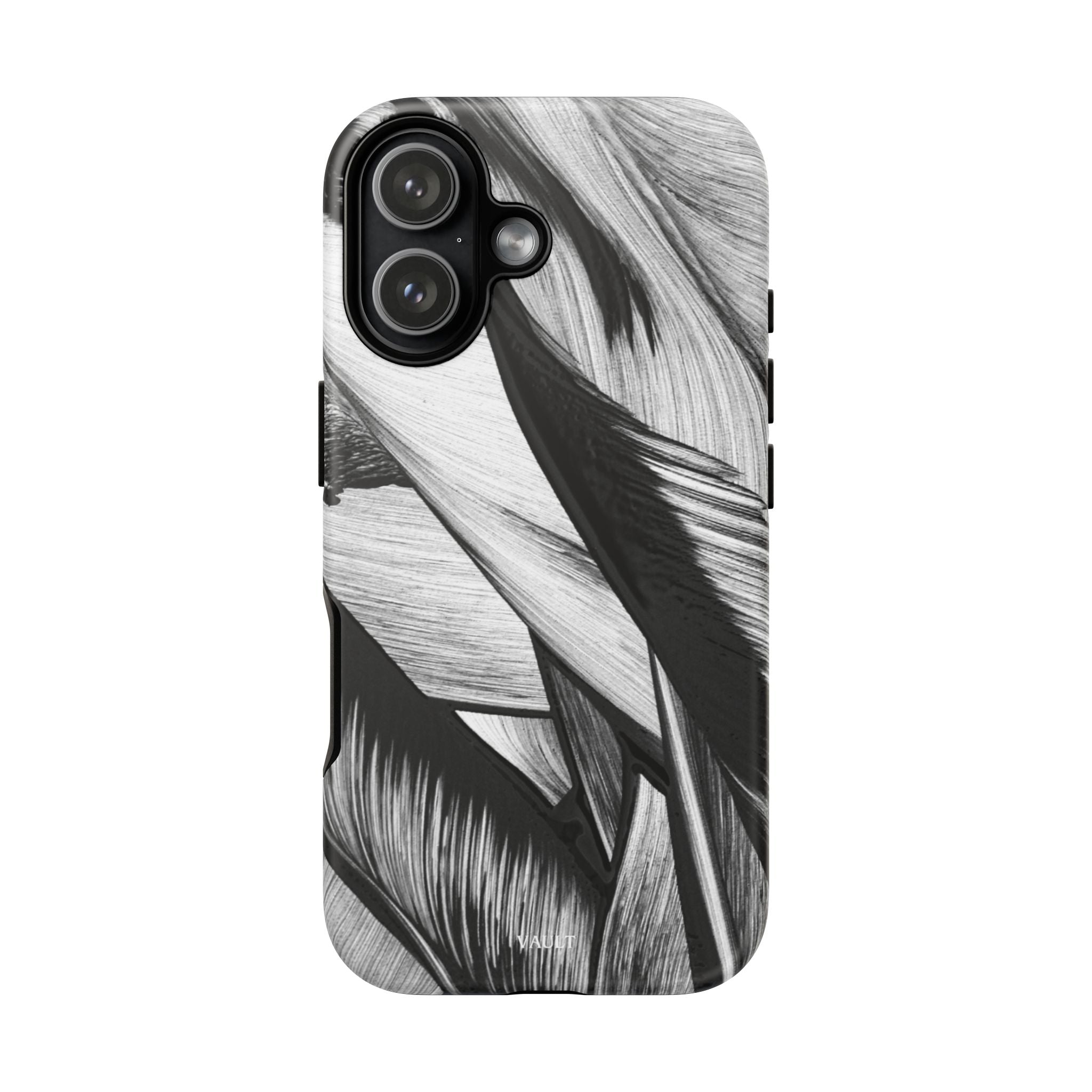 Monochrome Tropical Leaf Tough Phone Case — Black & White Botanical Protective Cover