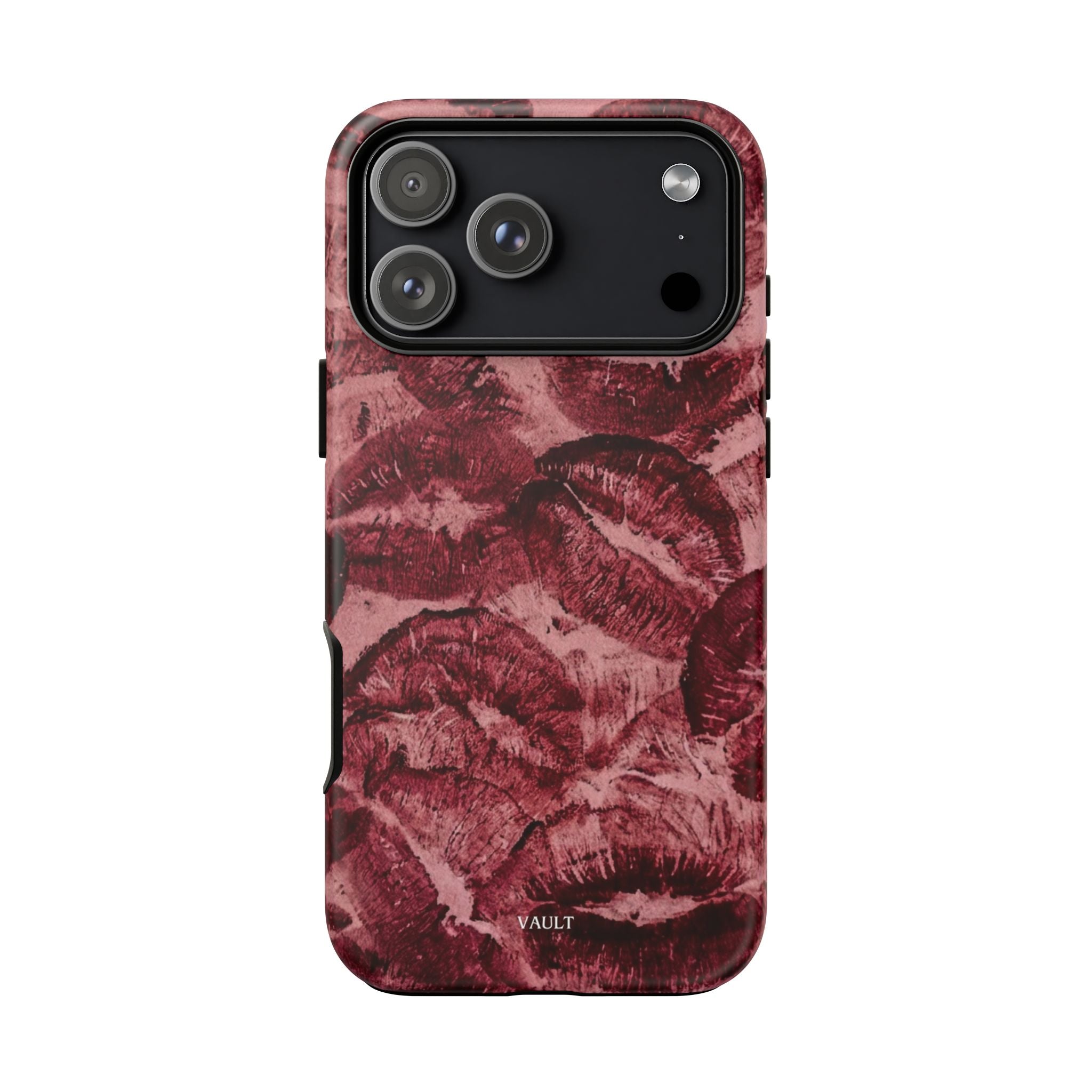 Kiss Print Phone Case – Burgundy Lip Pattern Protective Phone Cover