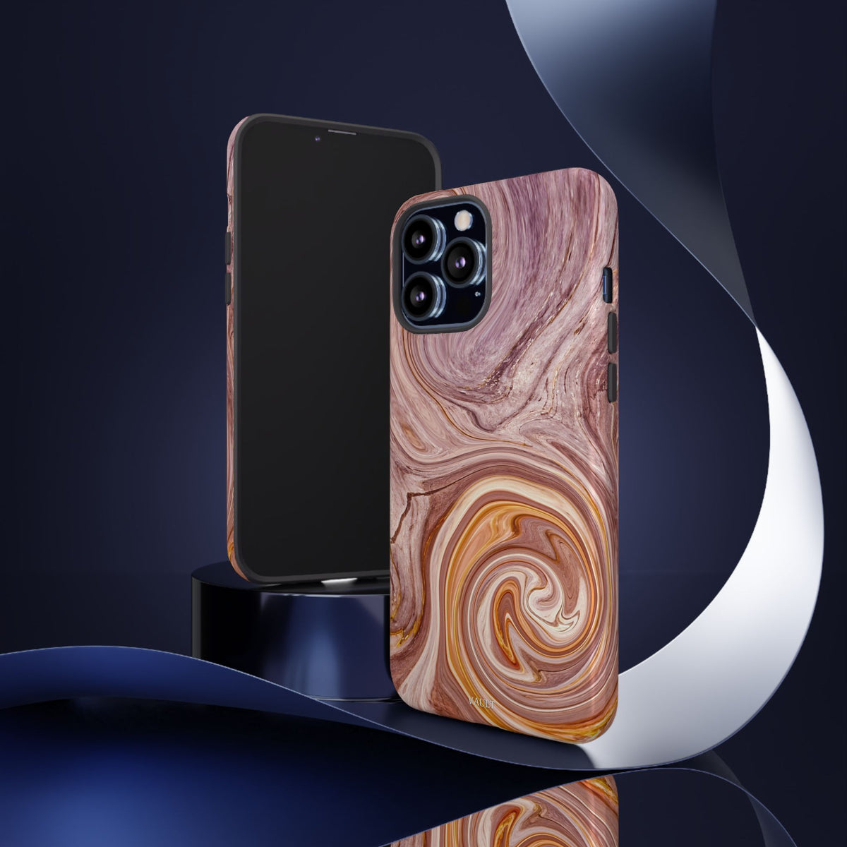 Marble Swirl Phone Case — Pink & Gold Abstract Tough Case