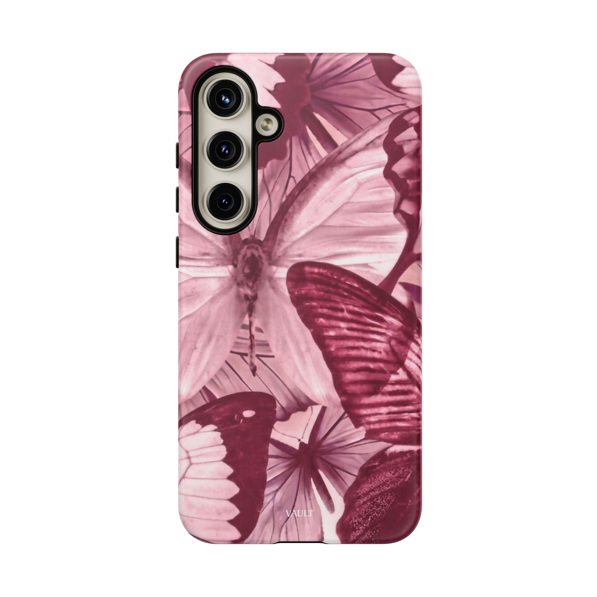 Butterfly Tough Phone Case — Vintage Pink Floral Protective Cover