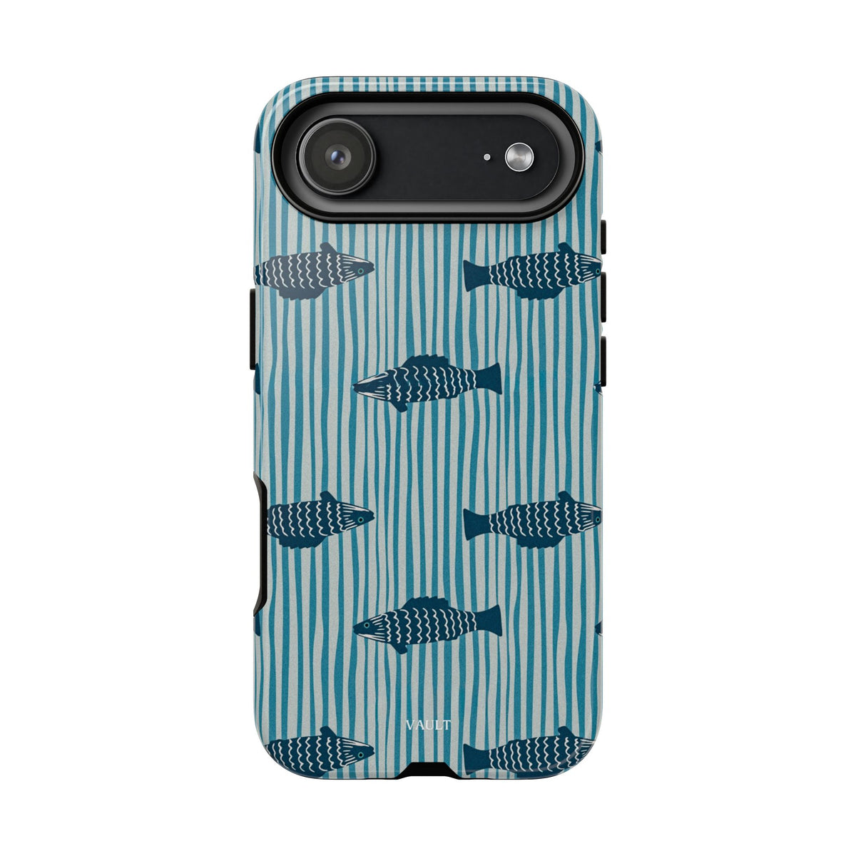 Fish Pattern Tough Phone Case — Blue Striped Ocean Design
