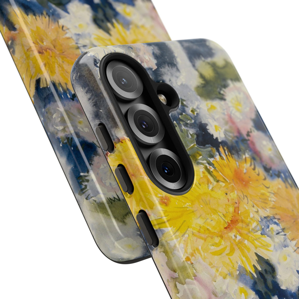 Floral Watercolor Phone Case – Yellow Chrysanthemums Design