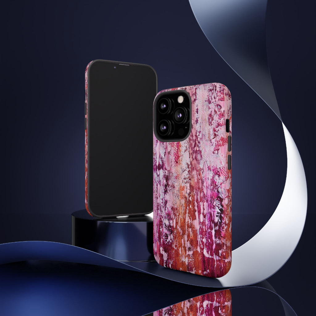 Pink Abstract Art Tough Phone Case — Protective Artistic Phone Cover