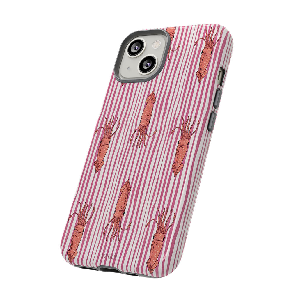 Squid Stripe Phone Case — Pink Nautical Sea Creature Pattern