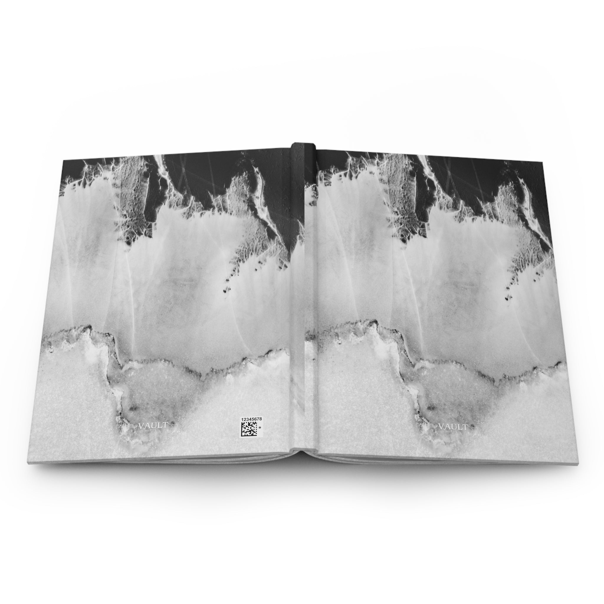 Marble Wave Hardcover Journal — Black & White Abstract Notepad