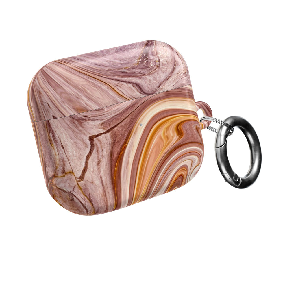 Marble Swirl AirPod Case — Pink & Gold Abstract Protective Cover