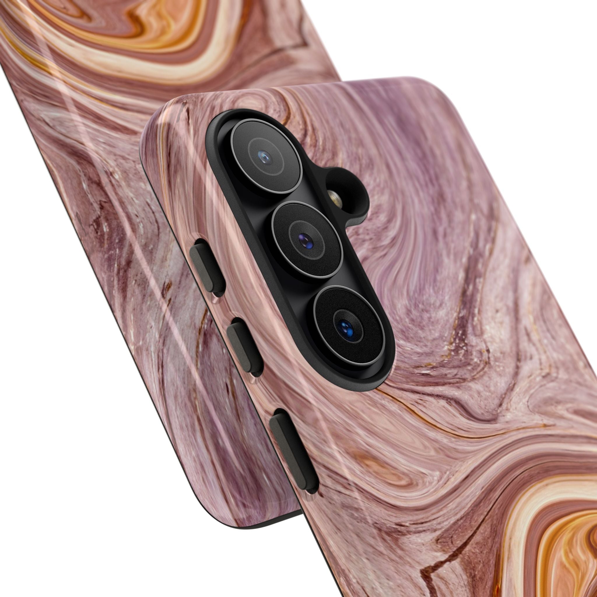 Marble Swirl Phone Case — Pink & Gold Abstract Tough Case