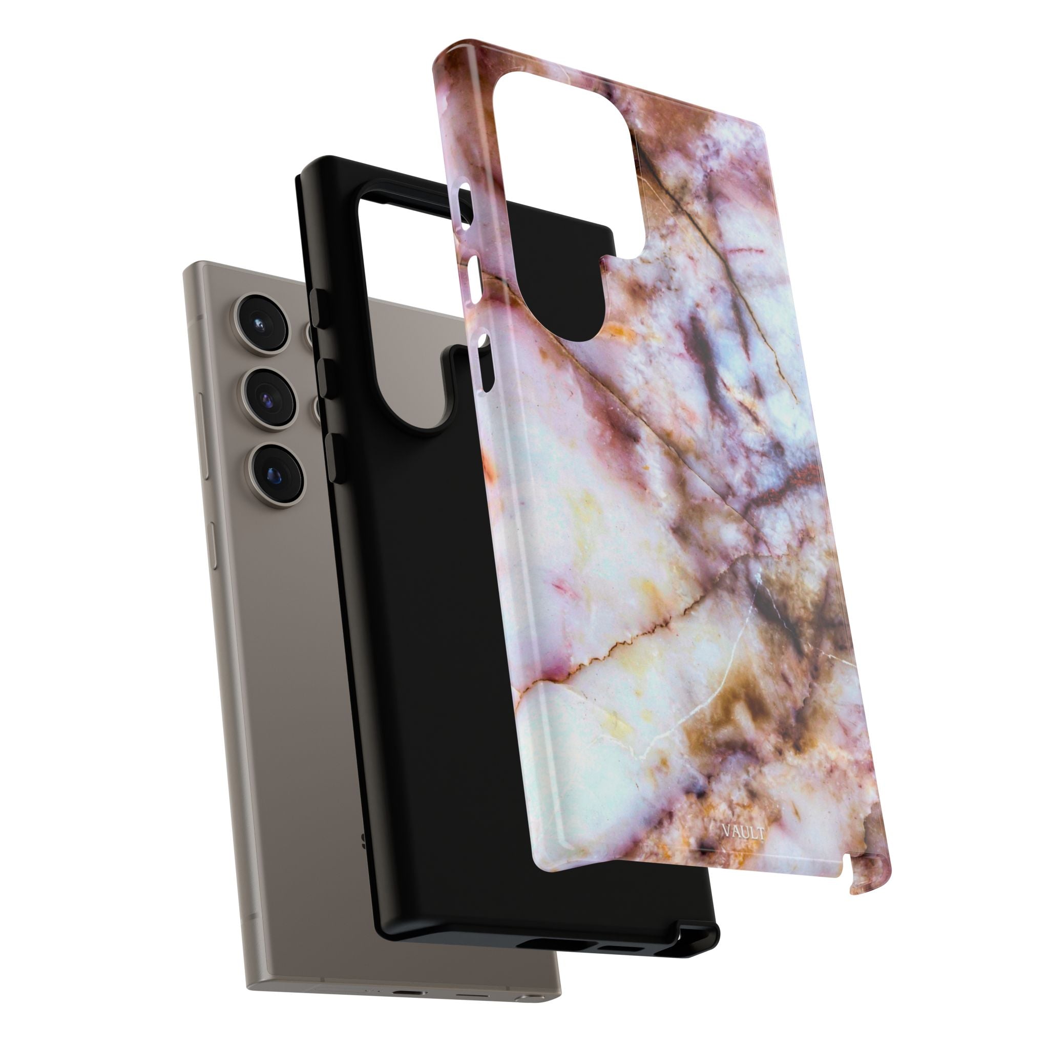 Marble Vein Tough Phone Case — Pink Quartz Protective Cover