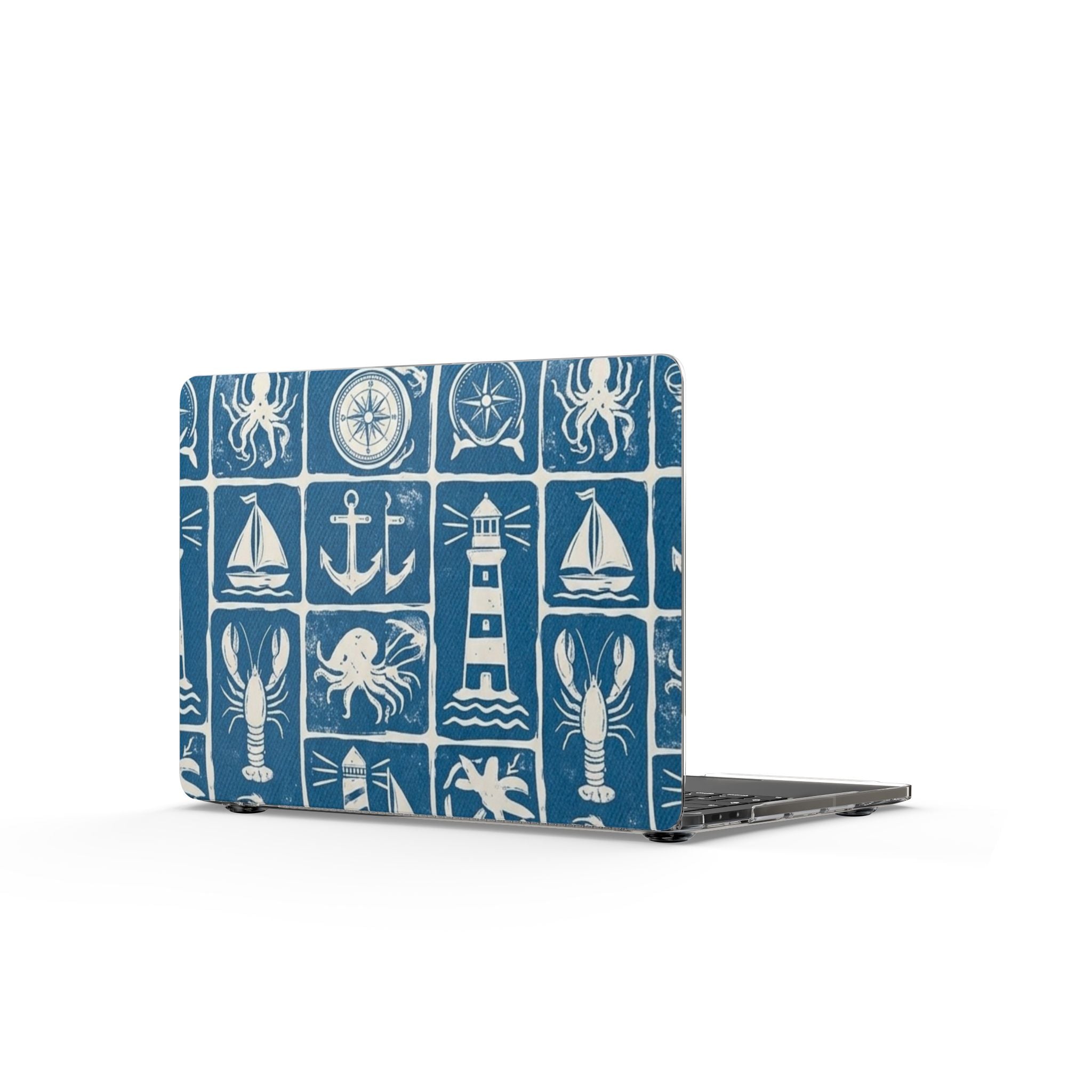 Nautical MacBook Case — Lighthouse, Anchor & Sea Creatures Design