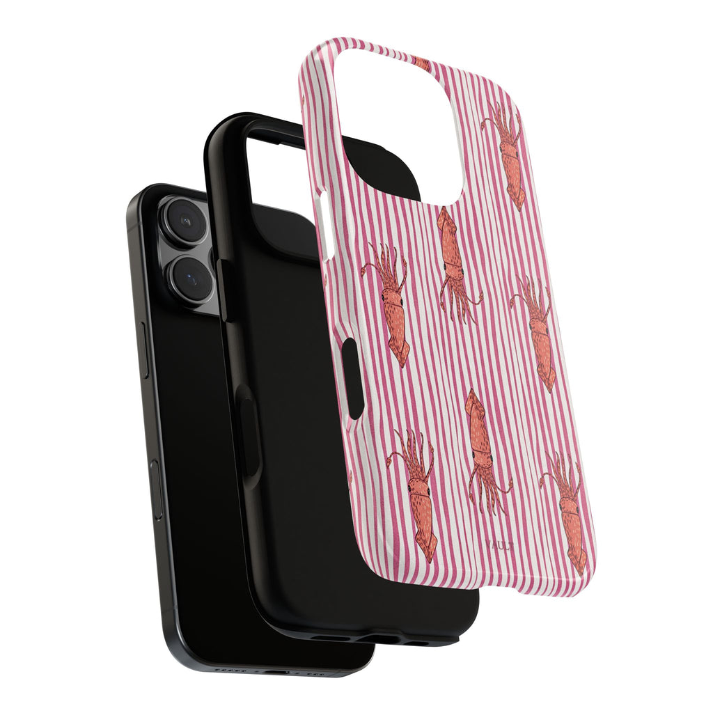 Squid Stripe Phone Case — Pink Nautical Sea Creature Pattern