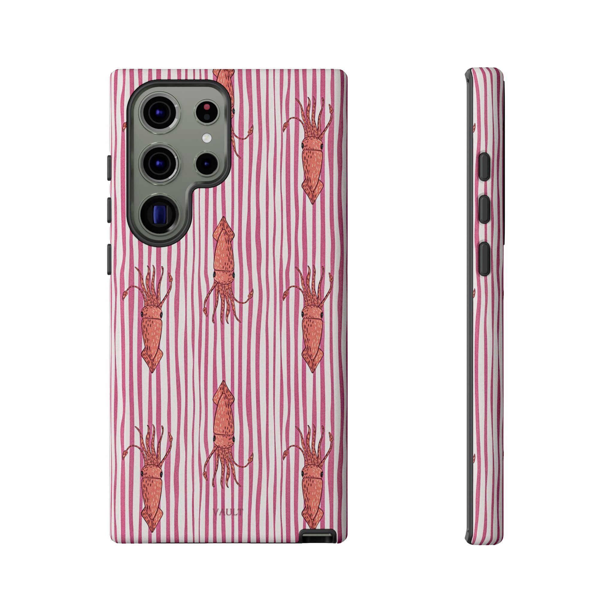 Squid Stripe Phone Case — Pink Nautical Sea Creature Pattern