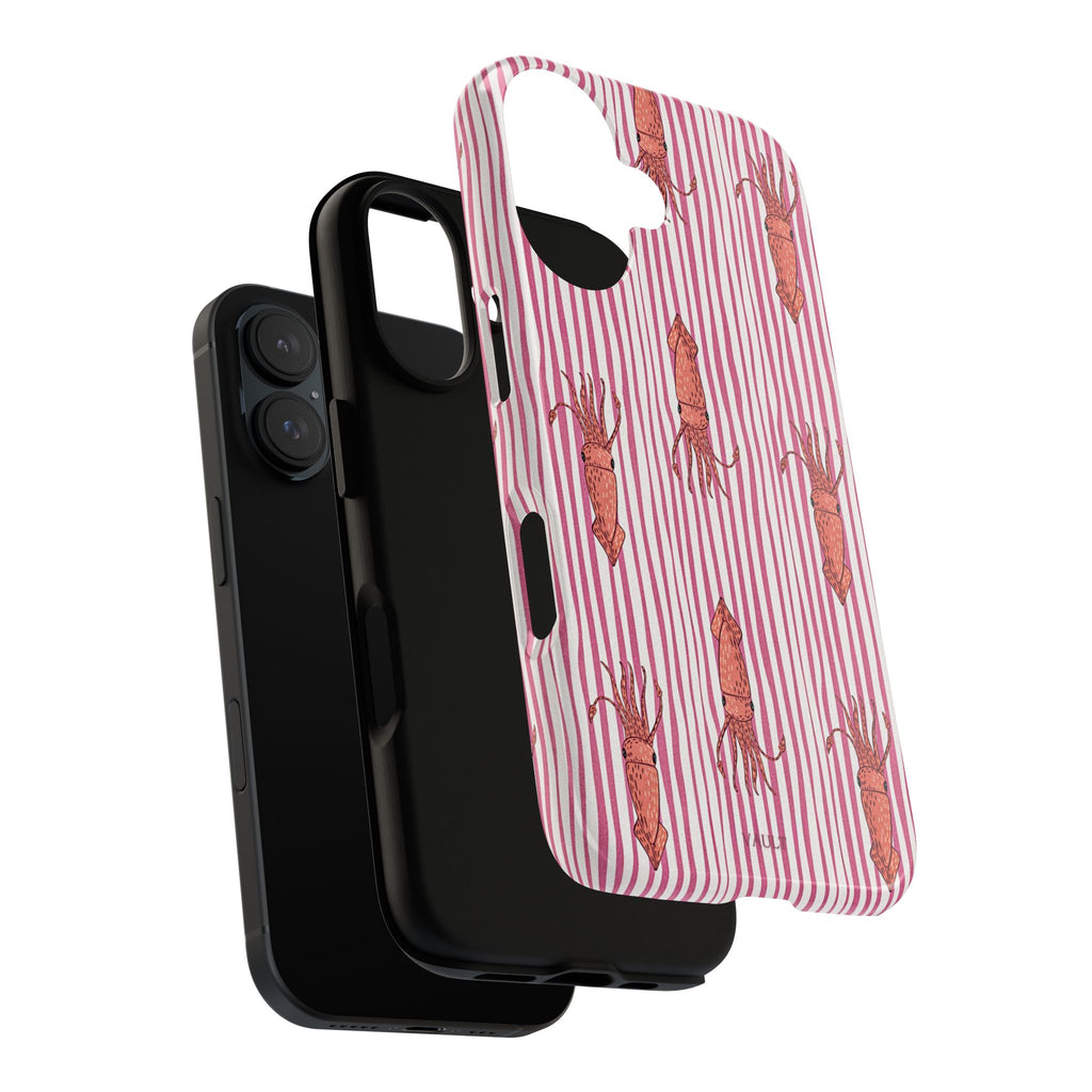 Squid Stripe Phone Case — Pink Nautical Sea Creature Pattern