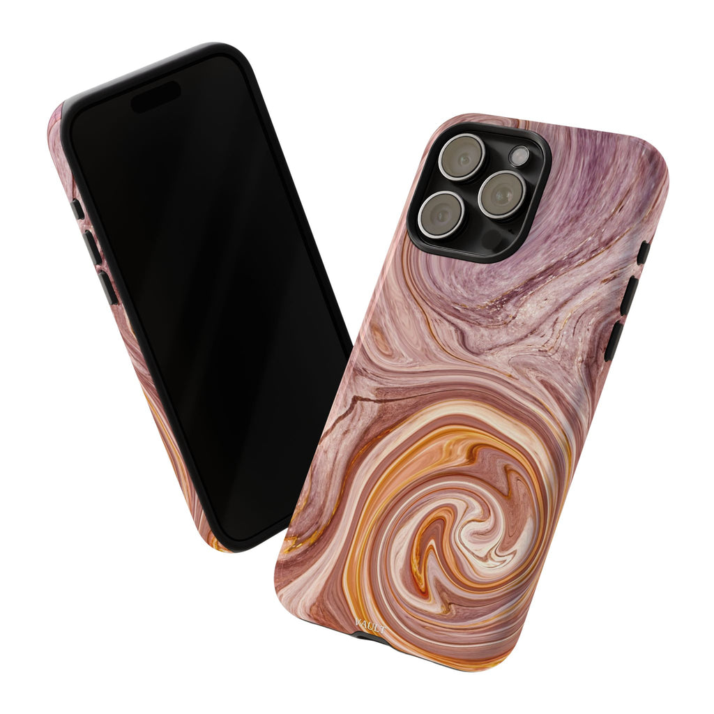 Marble Swirl Phone Case — Pink & Gold Abstract Tough Case