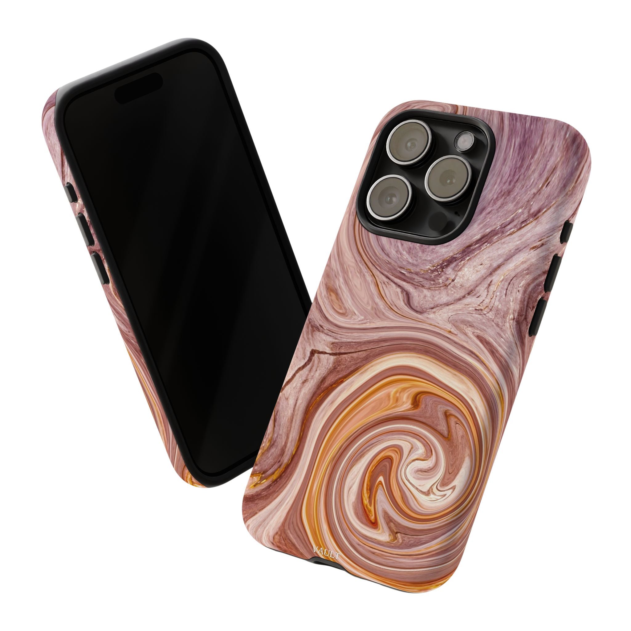 Marble Swirl Phone Case — Pink & Gold Abstract Tough Case
